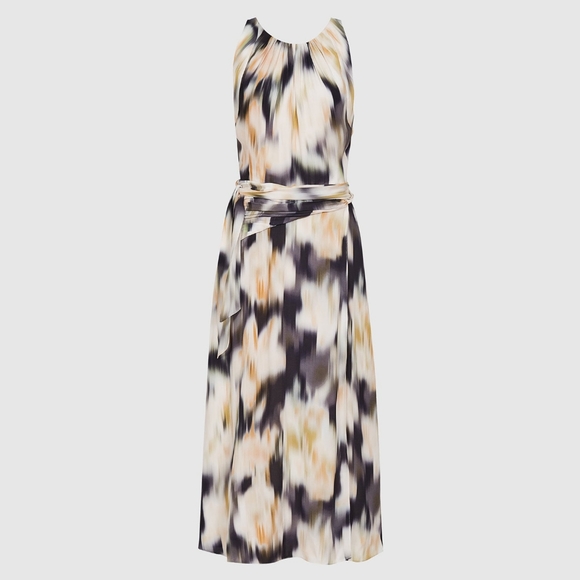 *Restock* NWT REISS | Gisele Smudge Print Midi Dress - Picture 5 of 6